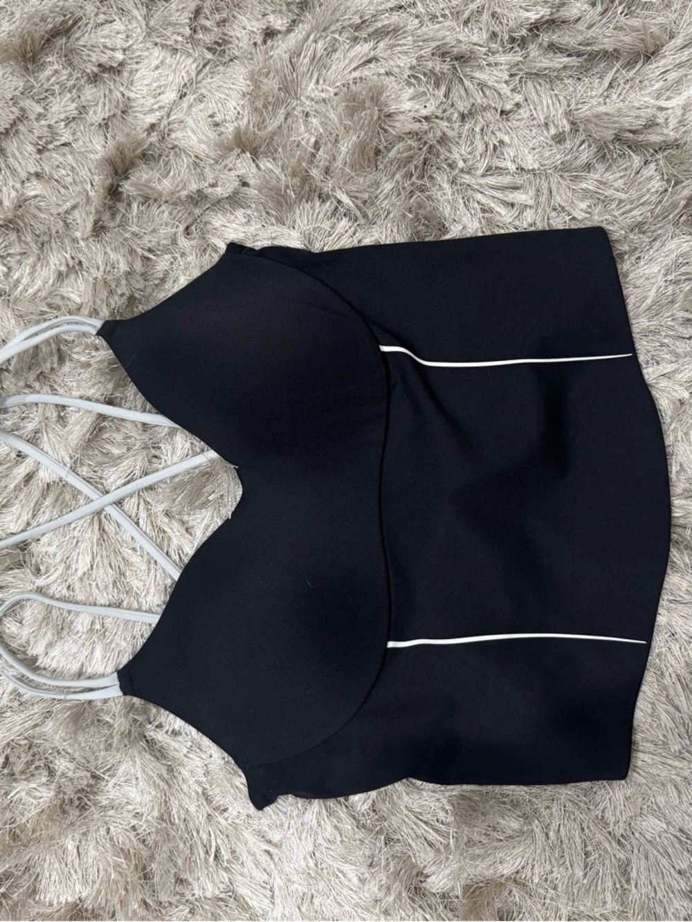 Victoria's Secret Black Bralette Top with White Straps